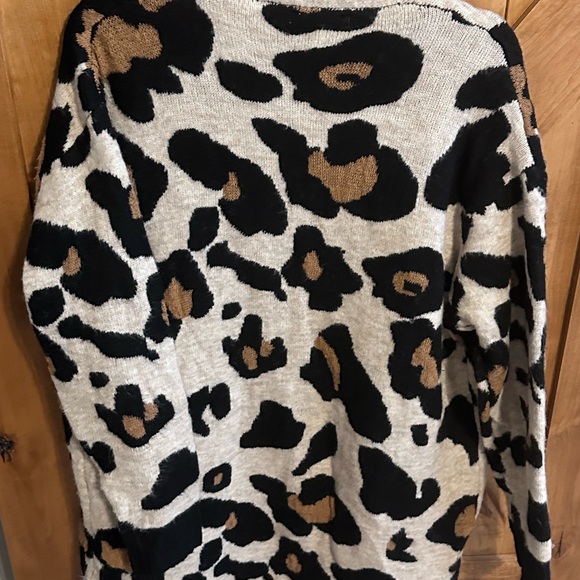 Entro Black and Brown Leopard Print Cardigan- Medium - Picture 3 of 5